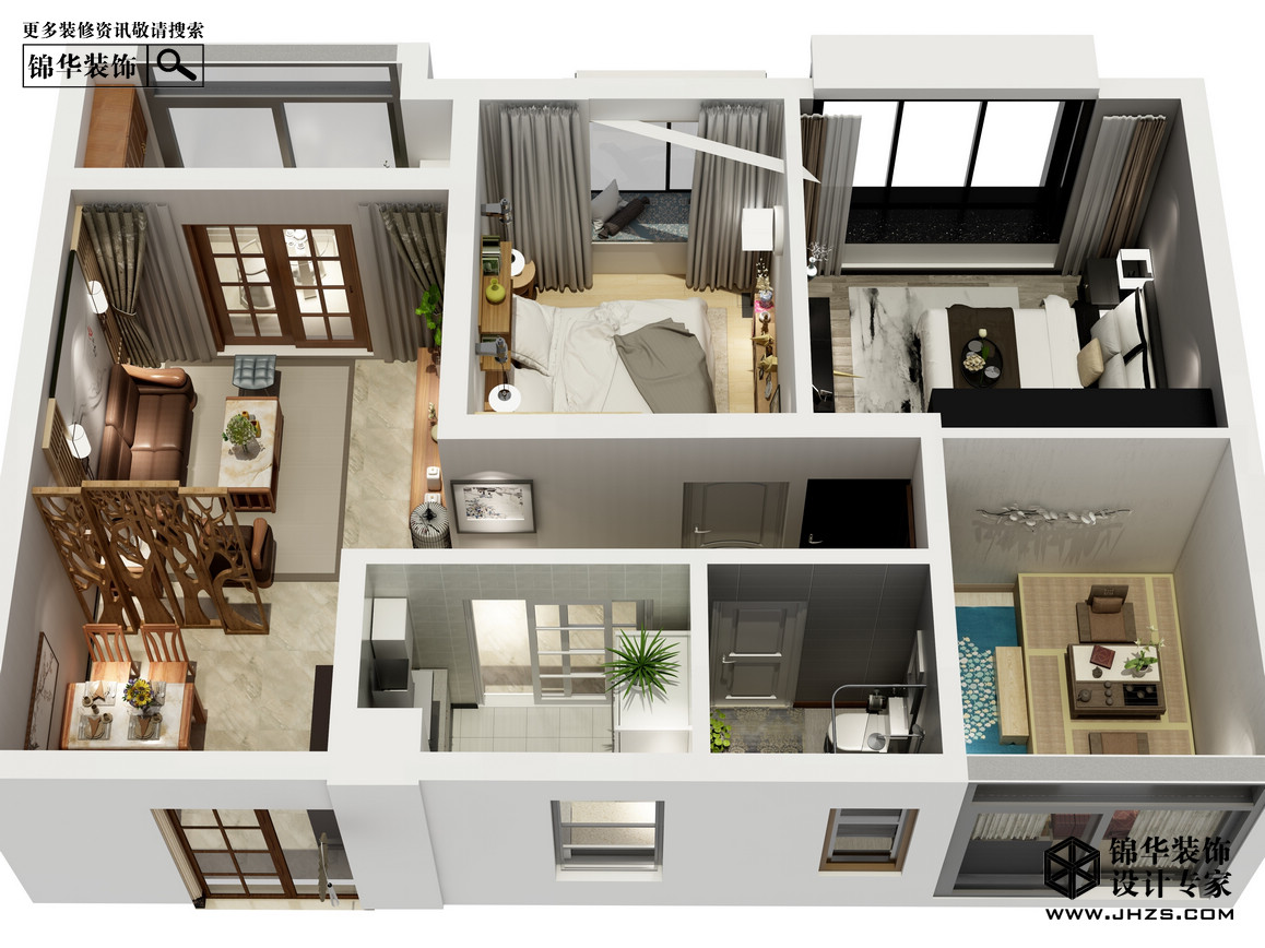 中南錦苑89平米 新中式戶型解析-裝修設計方案-南京錦華裝飾設計公司