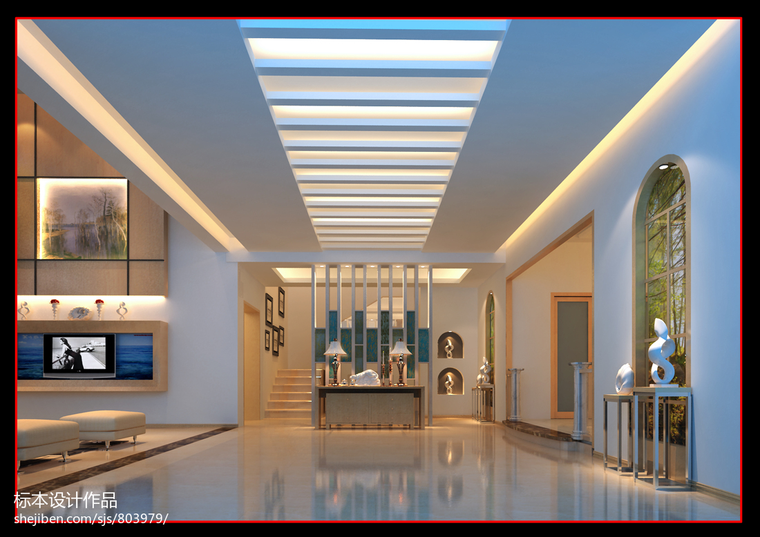 石碣麗景豪庭劉總別墅_東南亞風(fēng)格玄關(guān)淺藍色吊頂白色燈帶裝修效果圖大全2013圖片 &ndash; 設(shè)計本裝修效果圖